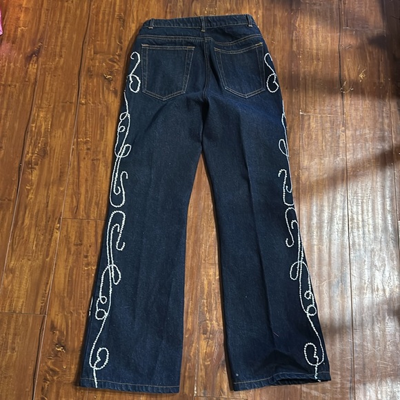 Spiegel High Waist Sequin swirl leg‎ Design Jeans Size 6 - Picture 4 of 8